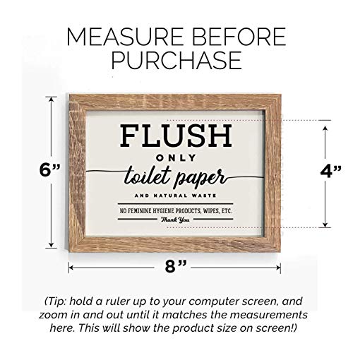 6x8" Flush Only Toilet Paper Natural Waste Bathroom Sign Septic System Sensitive Plumbing No Feminine Sanitary Products Tampons Decor Restaurant Office airbnb Modern Art Disposal Bags