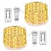 tesyker 2 Pack Fairy Battery Operated, IP67 Waterproof 8 Modes String Remote Control 66 LEDs 16.4ft Sliver Wire Warm White Christmas Firefly Lights for Patio,Garden,Party,F