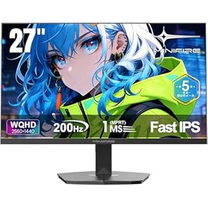 Minifire 27インチ ゲーミングモニター WQHD (2560x1440) Fast IPS 200Hz 1ms(OD)