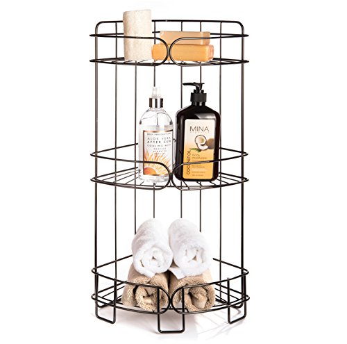 Free Standing Bathroom Storage Corner Caddy, Black Nickel, by AMG