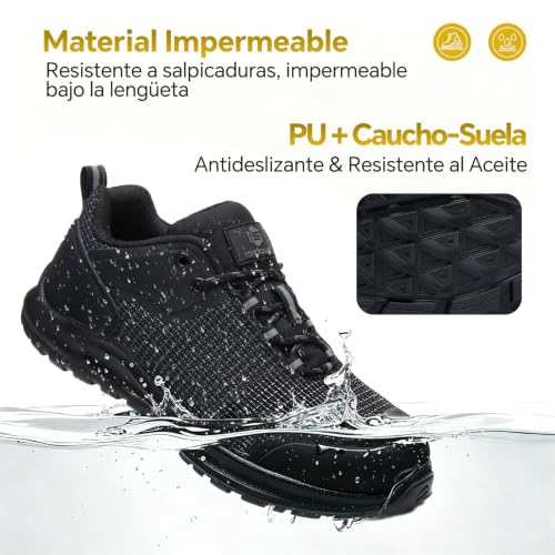 ISOOUS Zapatos de Seguridad Hombre Mujer Calzado Trabajo S3 ESD Impermeable