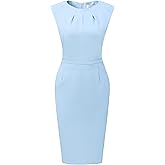 Hobemty Women's Work Pencil Dresses Sleeveless Professional Business Sheath Dress