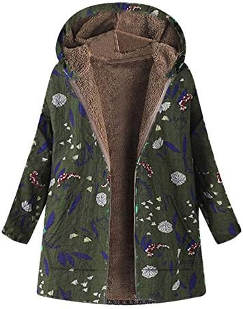 Daylin Womens Lady Large Size Winter Warm Outwear Floral Print Hooded Pockets Vintage Oversize Coats S~5XL