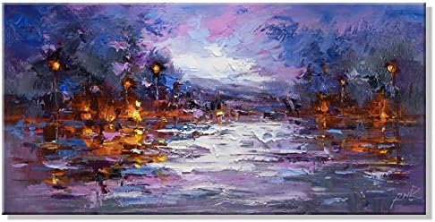 Modern Giclee Ar Street View Forest Contemporary Artwork Decorative Landscape Oil Paintings Reproductions Pictures on Canvas Post Wall Art Work for Home Decorations (24 Inch x 48 Inch)