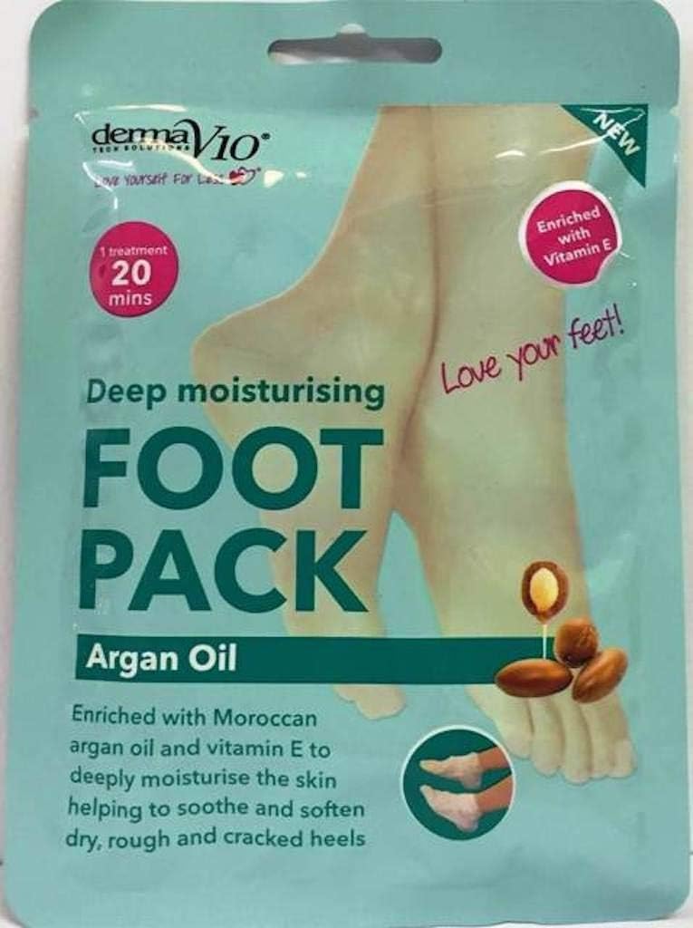 Healthpoint DermaV10 Argan Oil Foot Pack for Soft Hydrated Feet 1 Pack
