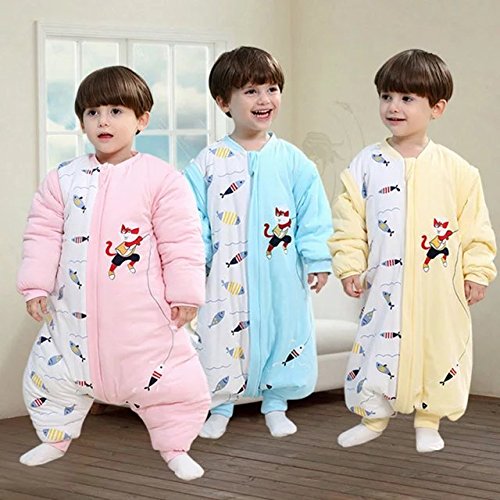 Soft Infant Baby Sleeping Bags M/31.5In Newborn Sleepwear Baby Nursery Swaddle Wrap Blanket Sleeping Bag,Fall Winter Sleeping Bag with Removable Sleeve Feet,Perfect for 0-1 Years Old Baby(Bule)
