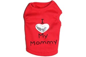 PETALL Dog Shirts Slogan Vest I Love My Daddy/Mommy Cute Heart T-Shirt Clothes for Chiuahaha Poodle Teacup Shihtzu Yorkie Bulldog Small Puppy Costume
