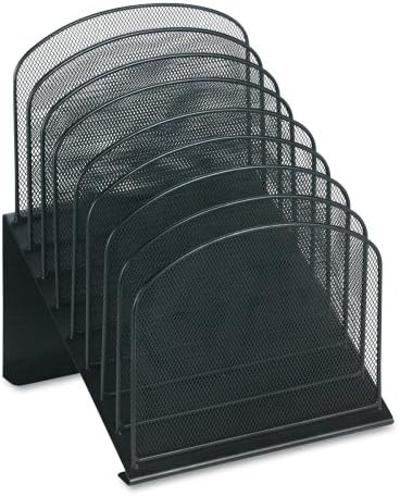 SafcoProducts Onyx Mesh 8-Tier Vertical Desktop Organizer 3258BL, Black Powder Coat Finish, Durable Steel Mesh Construction, Space-Saving Functionality