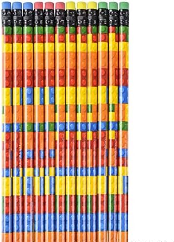 Pencils Block Themed (24pack) - Great for school supplies, Birthday Parties, and more !