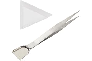 QIFUWANJINGFENG 10pcs White Triangle Bead Sorting Trays and 1pcs Silver Color Handy Tweezer with Scoop, Craft Beading Tweezers, Jewelry Tweezers for Seed Beads Diamond Jewelry Making, Pick up Beads Tools Supplies