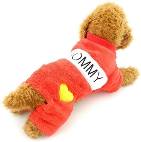 SELMAI Comfort Soft I love Mommy Dadoy Dog Jumpsuits Fleece Heart Print Outfits Red S,for Small Dog Cat Puppy Pet