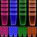 Neon Party Cups - 96 Pack - 48 Soft 18 OZ Beer Cups and 48 Hard Plastic 1 OZ Shot Glasses - UV Reactive Blacklight Colors - Pink, Green, Blue, Orange - Birthdays, Clubs, 80s Festivals, Beer Pong, Etc.