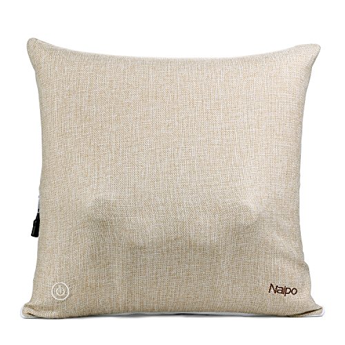 Naipo Cordless Back Massager Deep Shiatsu Massage Throw Pillow with Heating and Linen Cover for Car, Home and Office Use