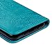 J3 Case, Galaxy J3 Case (2016 Version) - Wallet Case Folio Kickstand Case 3D Embossed Plants Premuim PU Leather Case Shockproof TPU Inner Bumper Slim Protective Cover for Galaxy J3 by Badalink - Blue