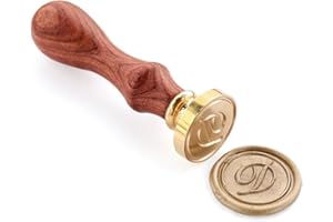 Wax Seal Stamper, VOOSEYHOME Initial Handwritten Letter Alphabet D Stamp with Rosewood Handle, Decorating on Invitations Mail Envelopes Cards Books for Birthday Themed Party Wedding Signature