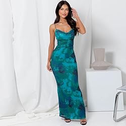 ABINGOO Women Vintage Spaghetti Strap Maxi Dress