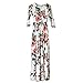HOOYON Women Summer Casual Floral Maxi Dress Long Sleeve with Pockets,White,Medium