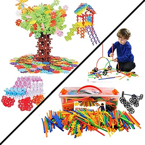 Playlearn LARGE 816 Piece Straws Builders Construction Building Toy