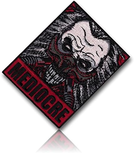 [Single Count] Custom, Cool &amp; Awesome {3" Inches} Rectangular Tactical "Mediocre" Immortan Joe Mad Max War Boys Morale Badge Costume (Military) Hook Fastener Patch “White, Black, &amp; Red” {LICENSED}