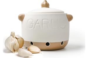 Garlic Keeper, 4.3" Ceramic Garlic Holder for Counter, Small Garlic Storage, Garlic Keeper with Lid to Keep Your Garlic (Smal