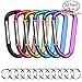 12 Pack Aluminum Carabiner Key Chain,D Shape Improved Durable Spring-loaded Gate Carabiners Clips Hook,Perfect for Camping,Hiking,Traveling,Fishing