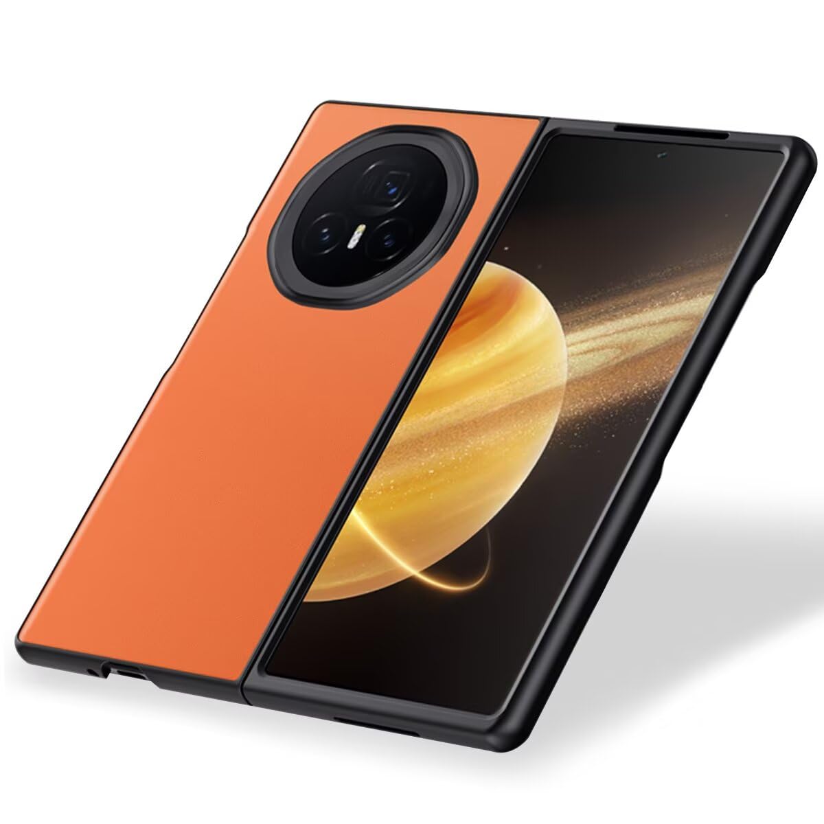 Longstong Phone Case Suitable for HONOR Magic V3 (7.92"), CODE Series Metal Leather Protective Cover - Orange