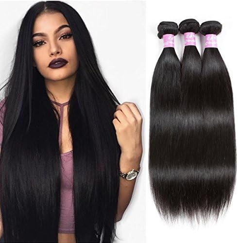 LMY Hair 7A Brazilian Virgin Straight Hair 3Bundles 100% Unprocessed Human Hair Extensions Natural Color (24 26 28)