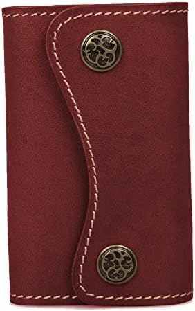 Tarhoo Genuine Leather Art Car Key Case Keychain Wallet for Men and Women [With 6 Hooks] (4 Colour)(wine)