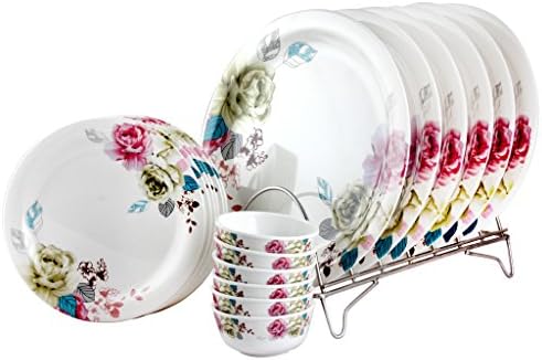 WHITE GOLD 18 PCS Melamine Full Dinner Set Crockery - Round - Victor