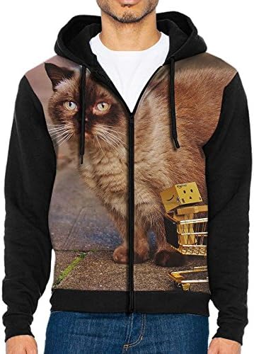 Men's With Hat Hoodies Pullover Pocket Sweater Jacket Kitten Danbo