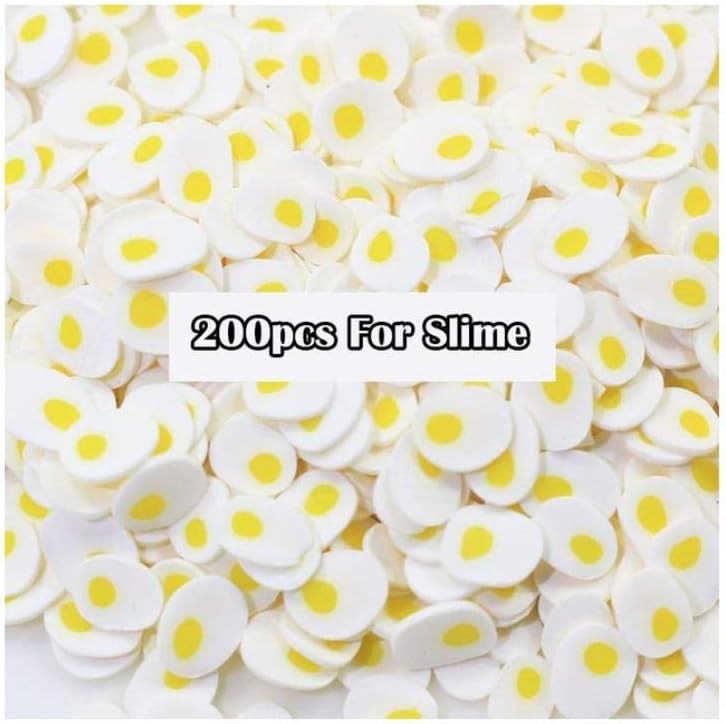 JiaJa 200Pcs Fruit Slices Slime Additives Soft Fimos Slices for Nail Art Beauty Decor Slime Filler Supplies Charms Accessories Toys,200Pcs Egg