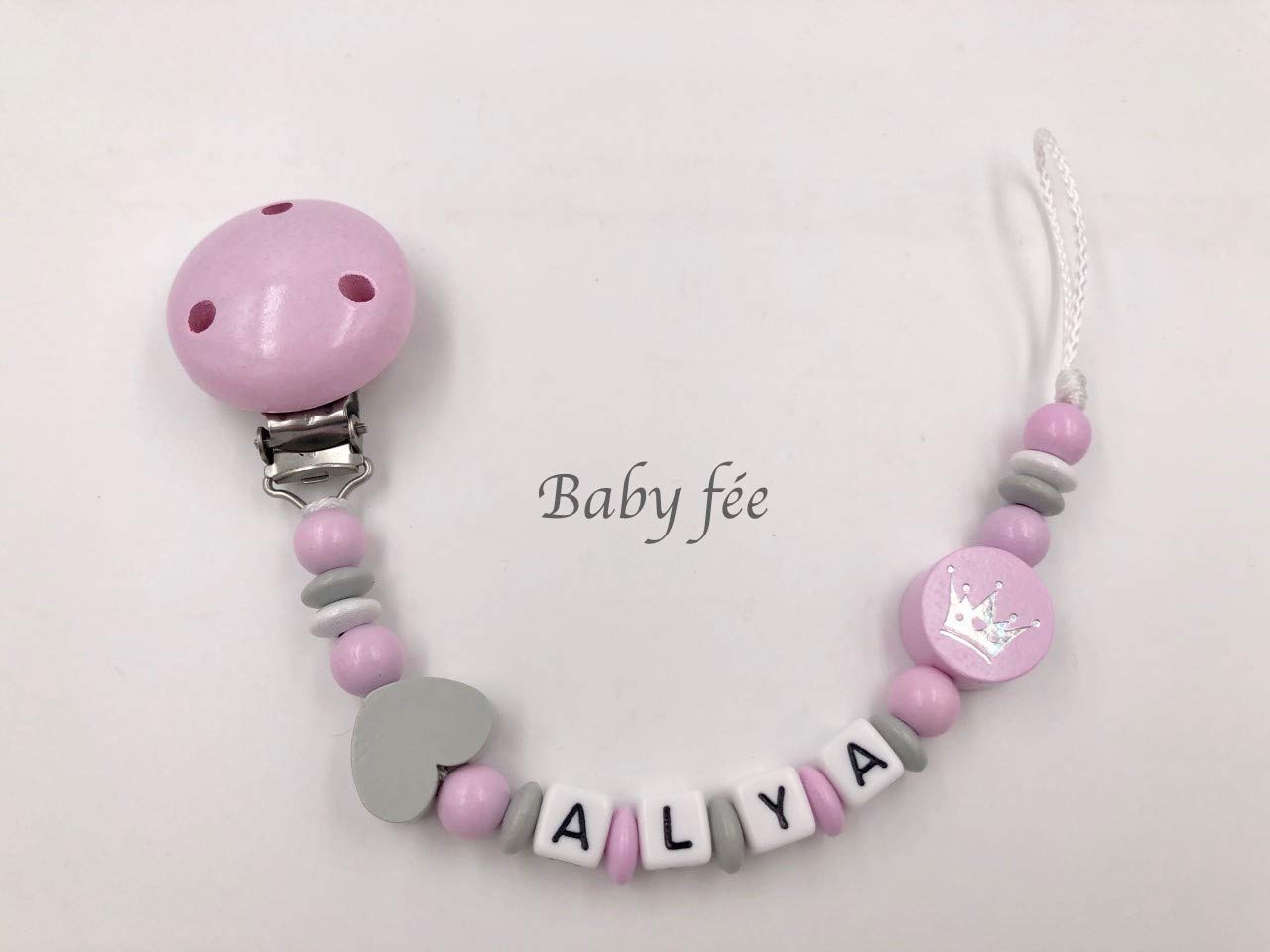 Produits Handmade Accessoires Pour Tetine Attache Sucette Bebe Personnalise Perles De Bois Fille Couronne Attache Tetine Genesis Gs Com
