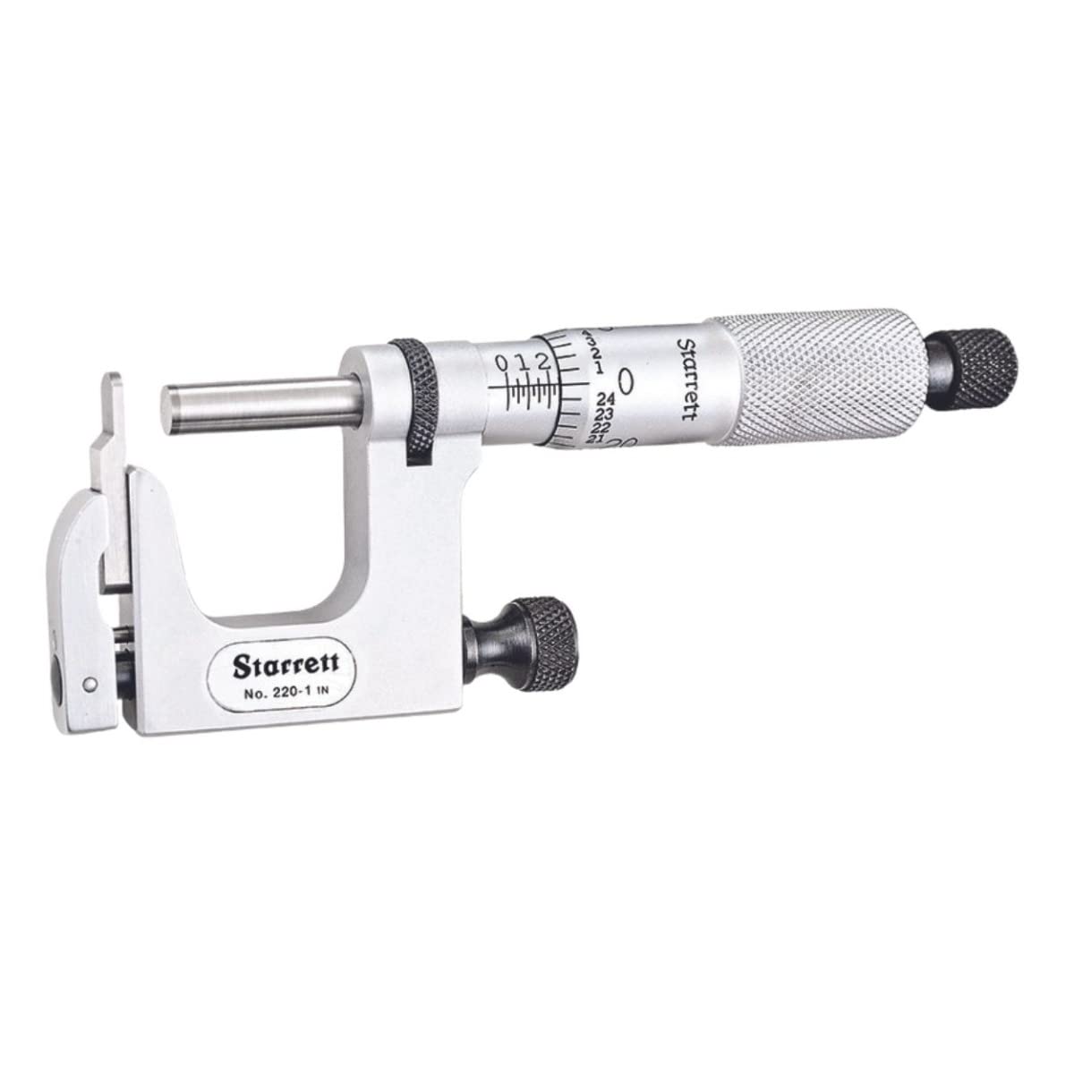 Starrett 577MXP Micrometre, Plain Thimble, Carbide Faces, 0-25mm Range, 0.01mm Graduation, Full Finish Tapered Frame