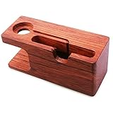 Aerb Rose Wood Charging Stand Bracket Docking Station Stock Cradle Holder for iPhone and Apple Watch 38mm 42mm