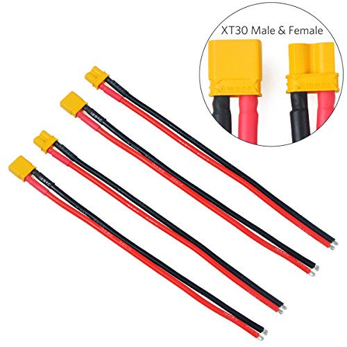 4pcs XT30 Plug Male Female Connector with 150mm 16AWG Silicone Wire for RC LiPo Battery FPV Drone