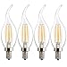【Promotion】KINGSO E12 LED Bulb 4W COB LED Filament Candle Light 40W Incandescent Bulb Equivalent Dimmable Warm White 2700K 420LM Chandelier Candelabra Pull Tail Edison Antique Vintage Style 4 Pack