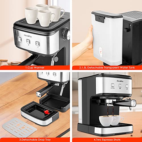 DECAKILA Espresso Machine, 20 Bar Pump Pressure, Espresso and