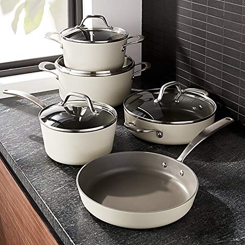 Fleischer & Wolf Nonstick Cookware sets 9Pieces,White Aluminum Pots