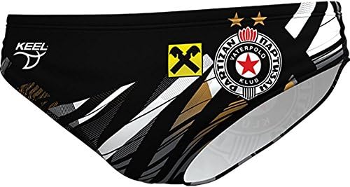 Keel - Partizan Water Polo Club Team Swim Suit for 2016-2017 Season - Men's/Boys Dual Layer Professional Players Athletes Swimming Brief Trunk (38 (XL) X-Large)