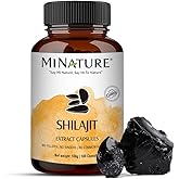 Shilajit Capsules - Non GMO Extract by mi Nature | 180 Veg Caps | Promotes Vibrant Energy & Vitality| 1000 mg | 100% Only Shilajit Extract Capsules | Fulvic Acid