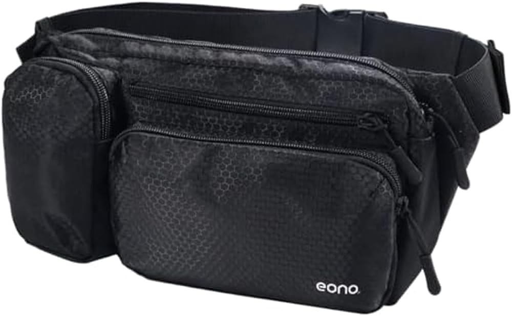 Eono Water Resistant Bum Bag Multi-Pocket Large Capacity Black