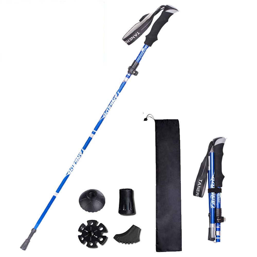 Folding Walking Pole, Trekking Pole, Breathable Cork Poles Trekking Anti-Shock Anti-Slip, Shockproof, Non-Slip for Nordic Walking, Mountaineering, Skiing, Trekking (1PCS)