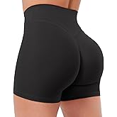YEOREO Gym Workout Shorts for Women High Waisted Tummy Control Hidden Scrunch 4.5" Booty Shorts Julissa Cross Waist Yoga
