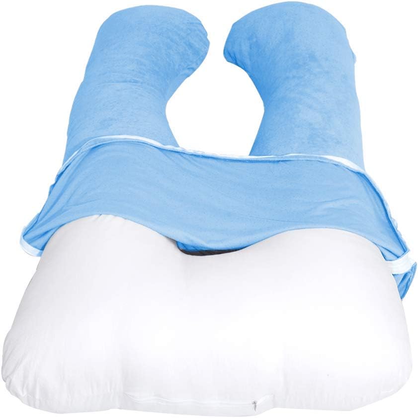 1 MIDDLE ONE U Shaped Pregnancy Pillowcase, Breathable Velour Replacement Pillow Cover Case with Zipper for Maternity Pillow, Fit 55”x31” Full Body Pillow (Light Blue): Home & Kitchen