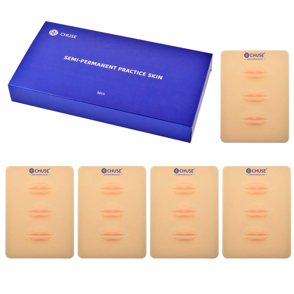 CHUSE Microblading Practice Skin 3D Big Mouth Lips Cosmetic Permanent Makeup Tattoo Training Sheet 14.5 x 19.5 x 0.17cm (5 pieces of pack)