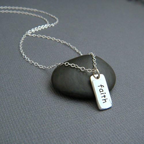 sterling silver faith charm necklace. simple inspirational quote jewelry by limegreenmodern