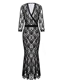 Meaneor Women's Plus Size Sexy V Neck Lace Empire Waist Long Evening Party Dresses (L-4XL)