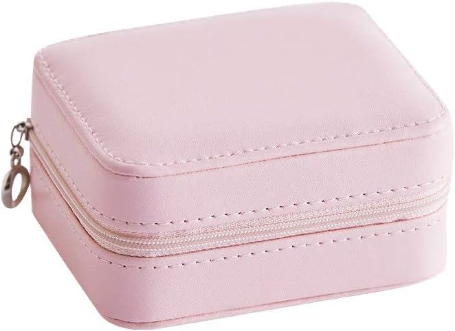 Women Portable Jewelry Box PU Leather Zipper Design Jewelry Organizer case Earring Necklace Rings Storage Organizer Case Makeup Mirror Regard L