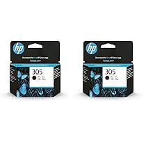 HP 305 Cartouche dencre noire authentique 3YM61AE pour DeskJet 2300, 2710, 2720, Plus4100, Envy 6000, Pro 6400 (Confezione da 2)