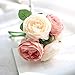 CQURE Artificial Flowers,Fake Silk Flowers 5 Heads Peony Wedding Bouquet Flower Arrangement for Home Decor Party Floral Centerpieces Decoration(Pink Champagne) …